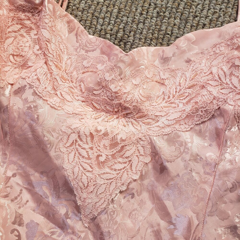 Vintage Victoria Secret Nightgown Beaded Gold Label Large Pink - Picture 9 of 14